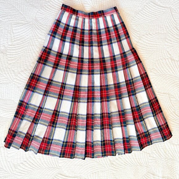 Land's End Dresses & Skirts - Vintage 80s 100% Wool Tartan Plaid Pleated Midi Skirt Size 6 | Made in Scotland